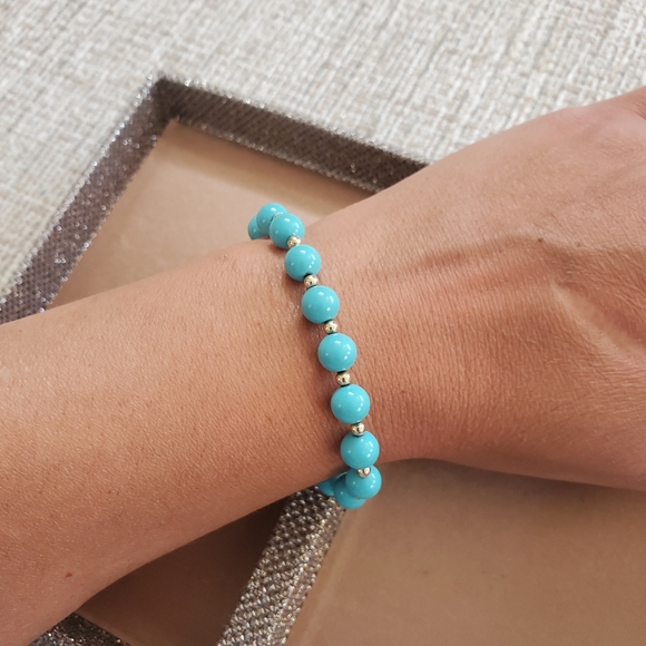 Vintage 14k Turquoise Beaded Bracelet - Picture 3 of 9